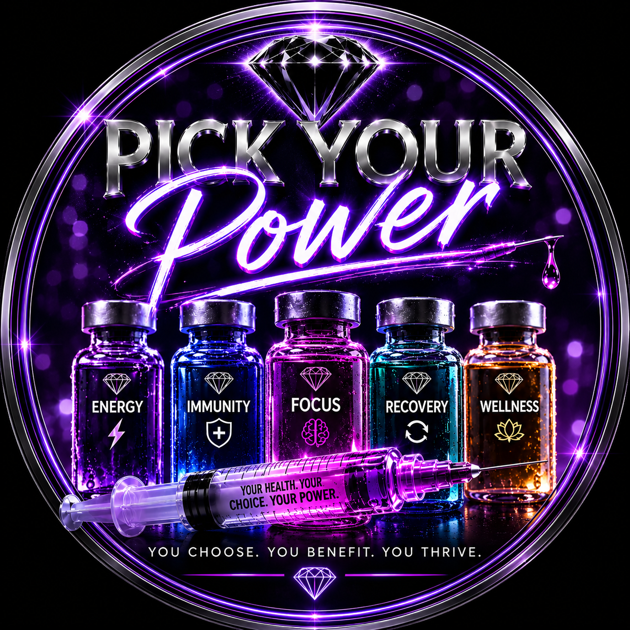  Pick Your Power Elite Wellness Injection Bundle box and vials - Black Diamond Hydration. Medical grade wellness injections for energy, metabolism, and cellular reset. 