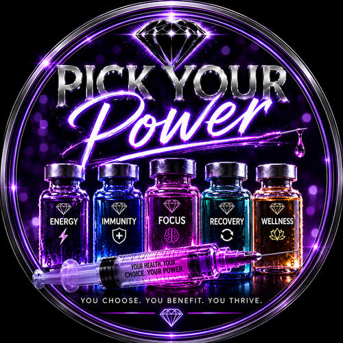  Pick Your Power Elite Wellness Injection Bundle box and vials - Black Diamond Hydration. Medical grade wellness injections for energy, metabolism, and cellular reset. 