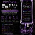 The Post-Op Recovery and Healing IV drip treatment package - Black Diamond Hydration Infographic illustrating how intensive clinical hydration reduces post-surgical downtime and inflammation A luxury, safe clinical setting optimized for deep cellular repair and post-operative healing